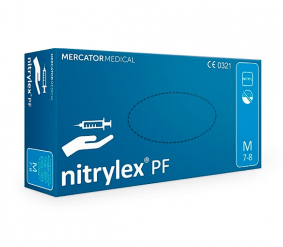 фото упаковки Mercator Medical Nitrylex PF Protect перчатки смотровые нитриловые