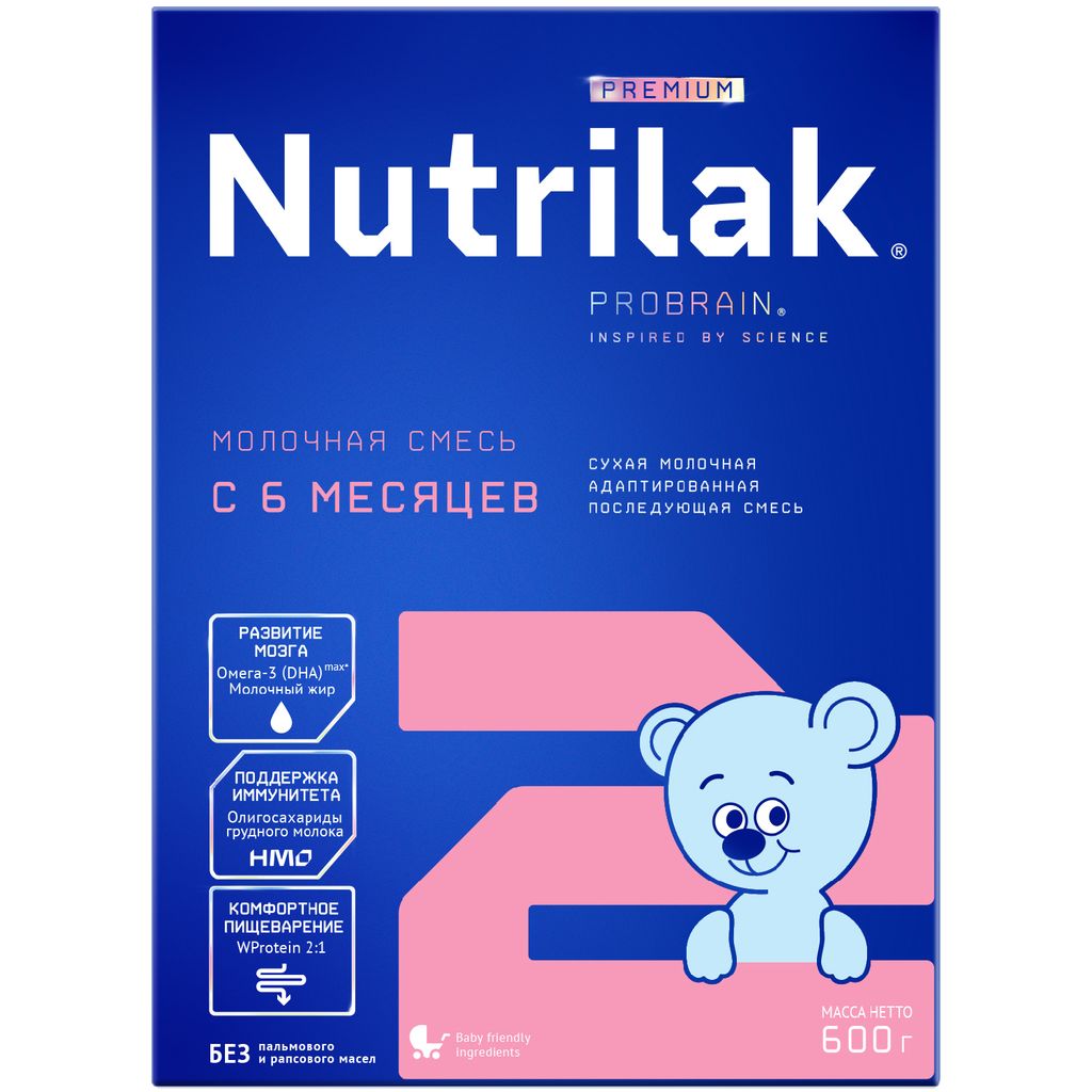 фото упаковки Nutrilak Premium 2 Смесь молочная 6-12 мес, смесь молочная сухая, 600 г, 1 шт. фото упаковки Nutrilak Premium 2 Смесь молочная 6-12 мес