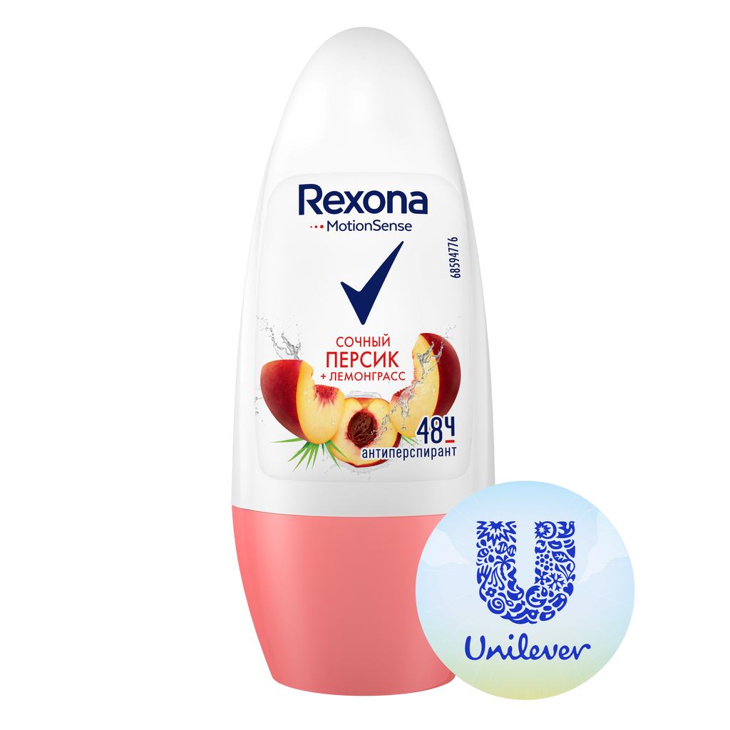 Rexona Антиперспирант Персик и Лемонграсс, дезодорант-ролик, 50 мл, 1 шт.