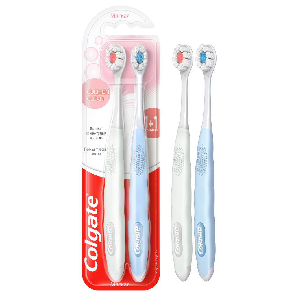 Colgate Cushion Clean Зубная щетка, щетка зубная, мягкая, 2 шт.