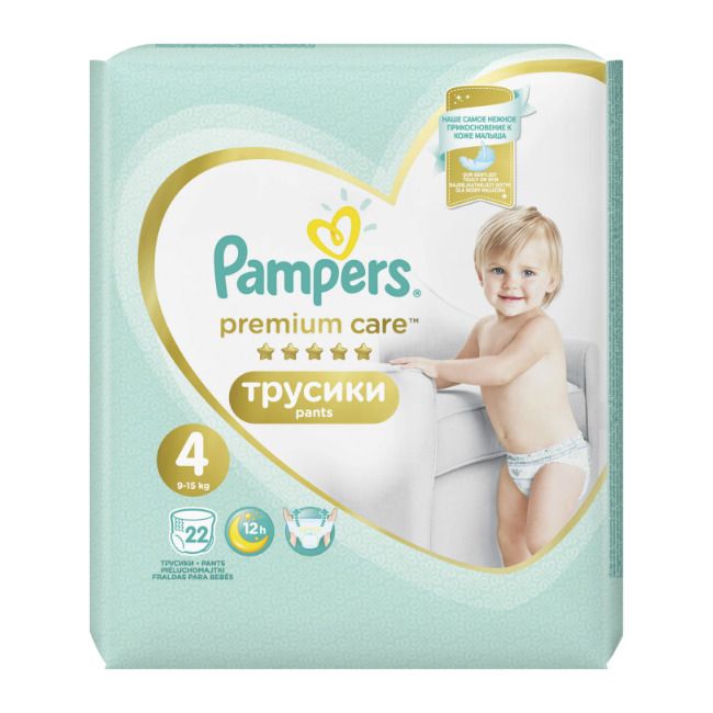 Pampers Premium Care pants Подгузники-трусики детские , р. 4, 9-15 кг, 22 шт.
