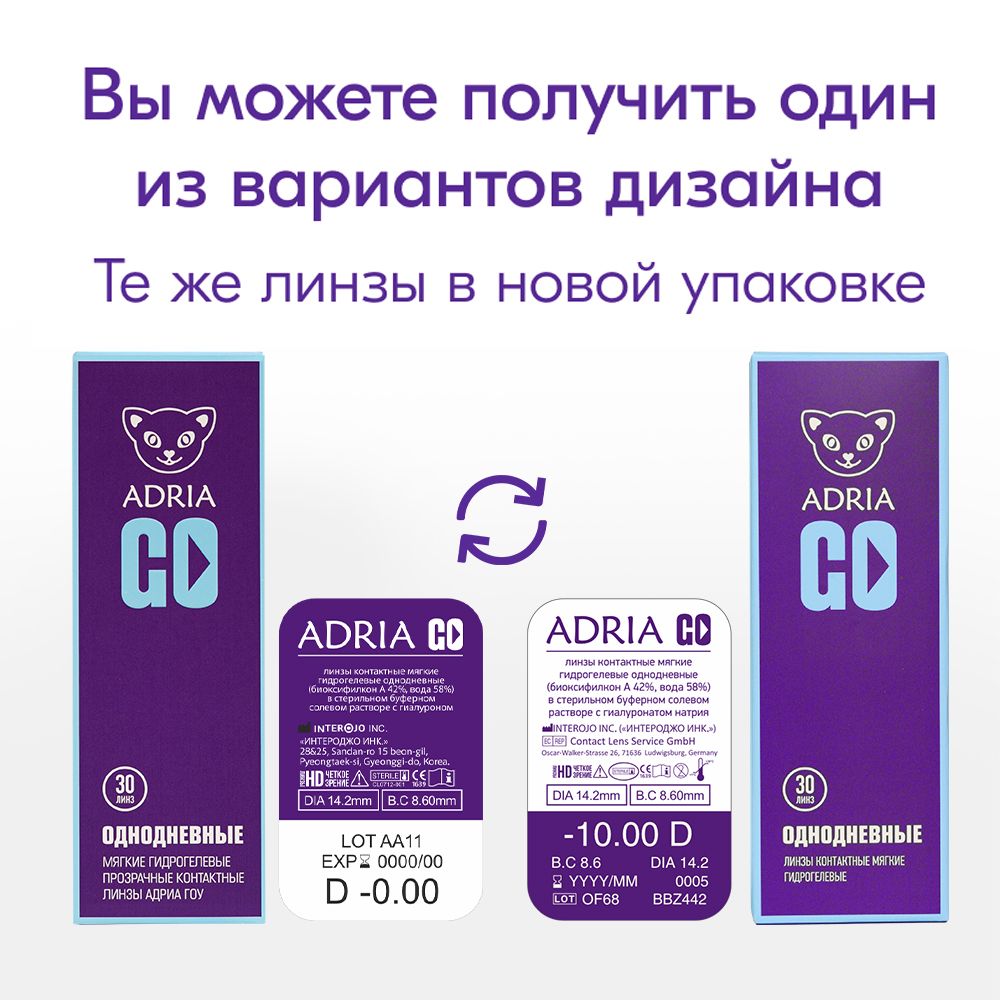 Adria Go Контактные линзы однодневные, BC=8.6 d=14.2, D(-1.75), 30 шт.