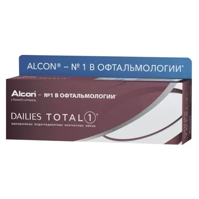 Alcon Dailies Total 1 Линзы контактные однодневные, BC=8,5 d=14,1, D(-3.75), стерильно, 30 шт.