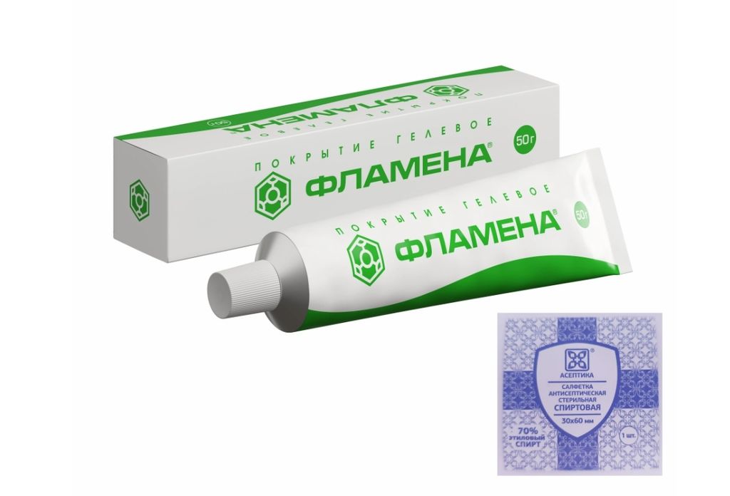 Фламена покрытие гелевое, + салфетка, 50 г, 1 шт.