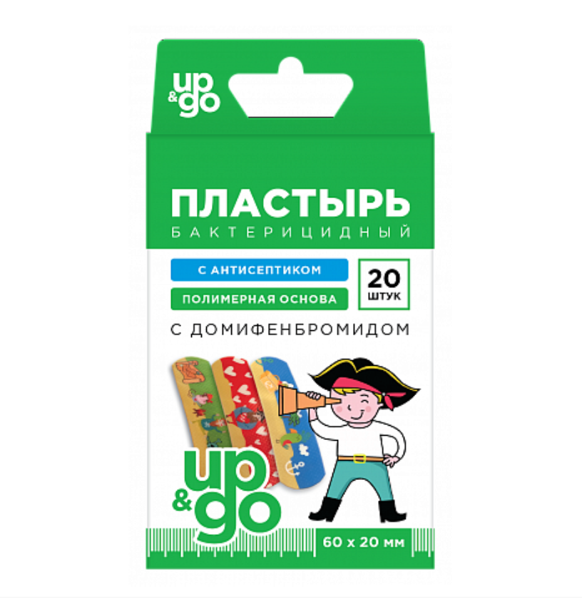 фото упаковки Пластырь бактерицидный детский UP&GO Пираты