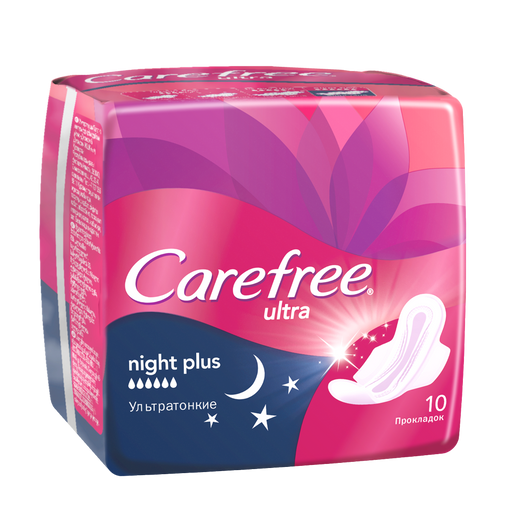 Carefree ultra night plus прокладки женские гигиенические, 10 шт.