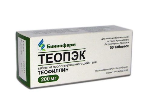 Теопэк, 200 мг, таблетки пролонгированного действия, 50 шт.