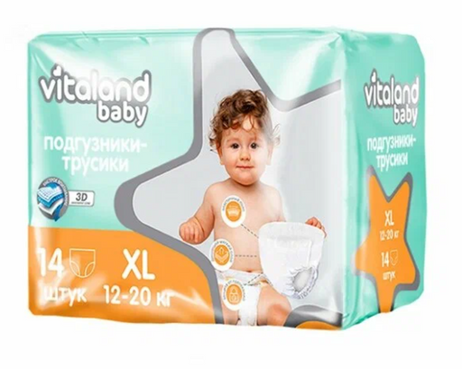 Виталэнд Baby Подгузники-трусики, XL, 12-20 кг, 14 шт.