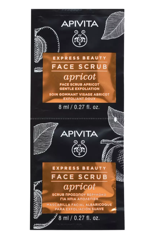 Apivita Скраб-эксфолиант для лица, скраб для лица, абрикос, 8 мл, 2 шт.