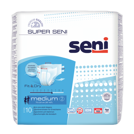 Seni Super Подгузники для взрослых, Medium M (2), 75-110 см, 10 шт.