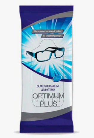 Optimum Plus салфетки влажные для оптики, 15 шт.